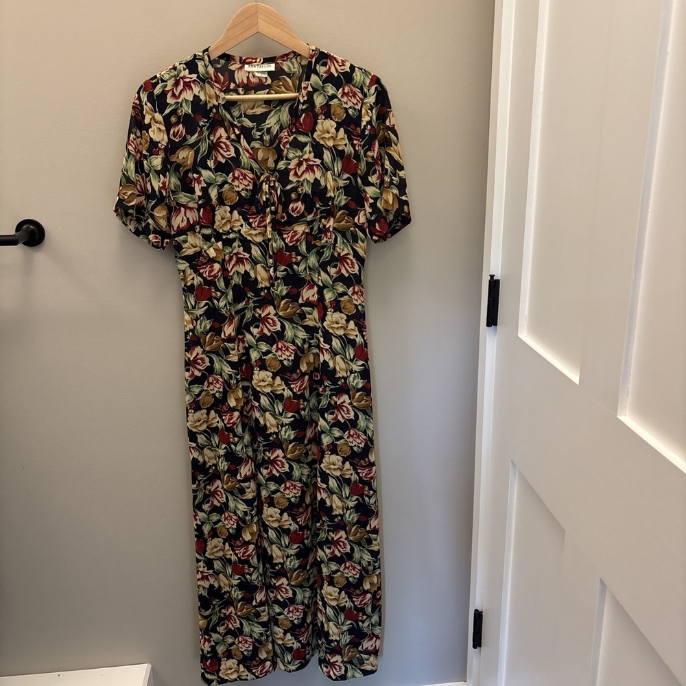 Ann Taylor Floral Empire Waist Sz 6 Made in USA Y2K Hipster